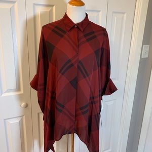 🎉NWT🎉Gucci Oversize Red & Black Plaid Silk Shirt